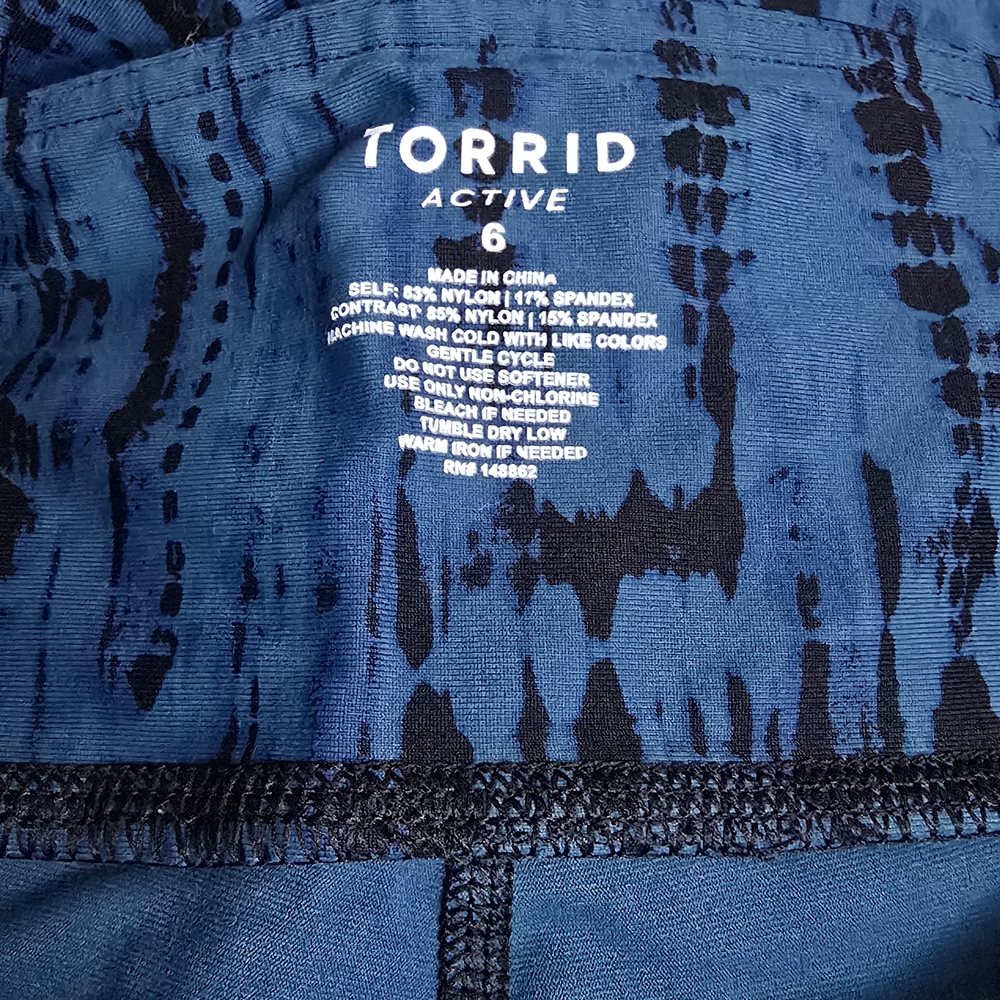 Torrid Active Teal and Black Patterned Mesh Cut-out Leggings 6x - Picture 4 of 7